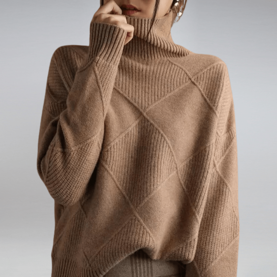 Mafalda Diamond Knit Turtleneck Sweater