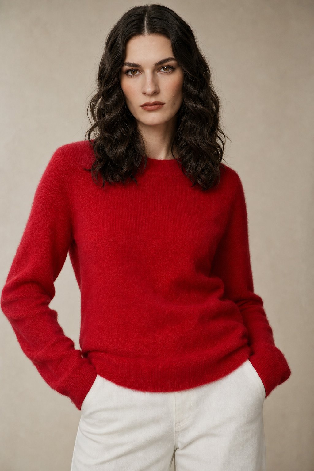 Natasha | Womens Crewneck Knit Sweater | Lightweight Layering Piece, Streamlined Cut | Yellow, Red, Pink and More S-L