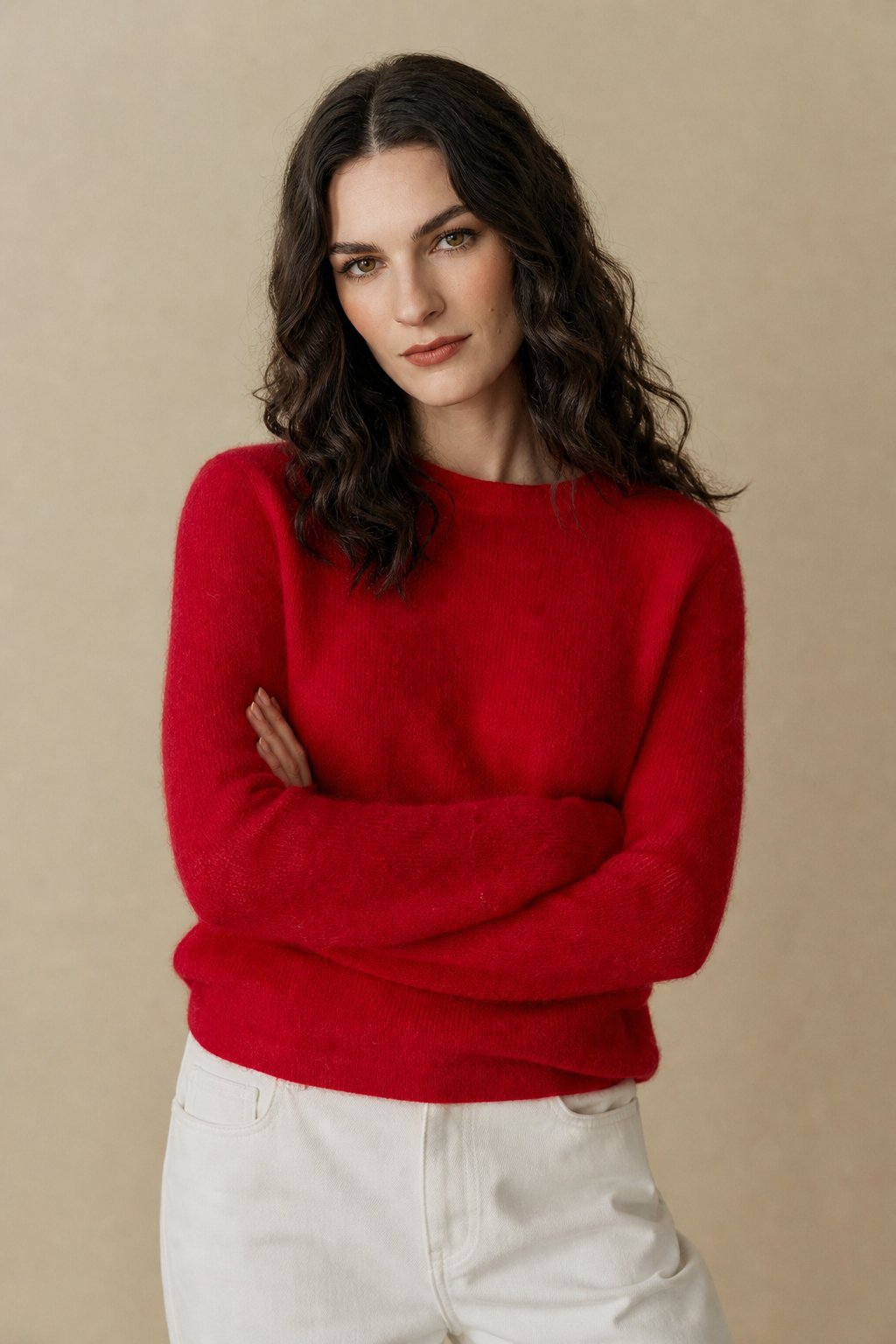 Natasha | Womens Crewneck Knit Sweater | Lightweight Layering Piece, Streamlined Cut | Yellow, Red, Pink and More S-L