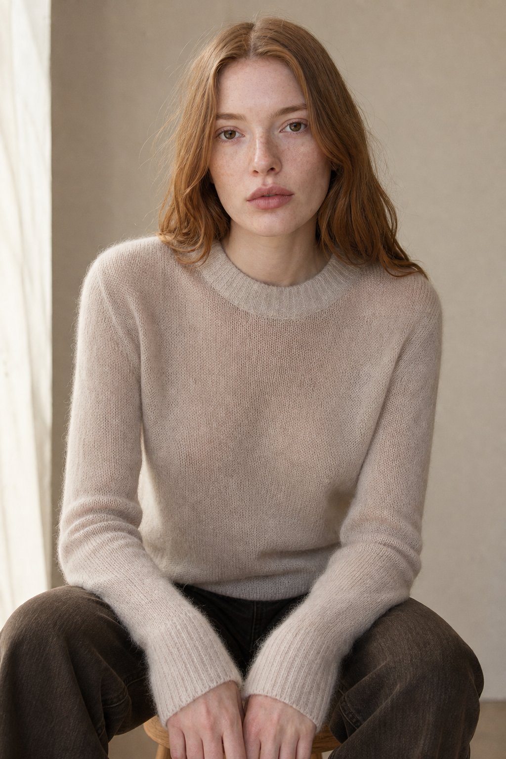 Natasha | Womens Crewneck Knit Sweater | Lightweight Layering Piece, Streamlined Cut | Yellow, Red, Pink and More S-L