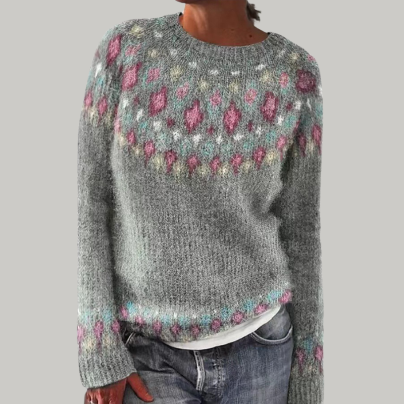 Women's Nordic Fair-Isle Knit Sweater, Crew Neck