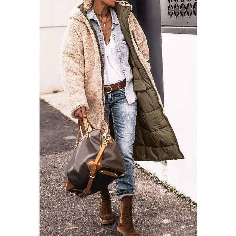 Women's Puffer Jacket with Quilted Panels and Longline Cut | Pockets | For Winter | Size S-3XL