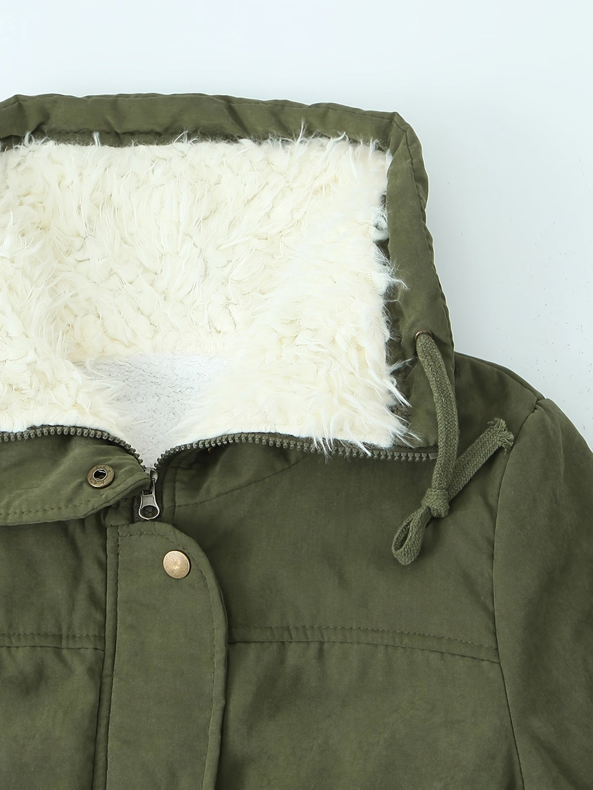 Women's Parka with Hood and Button Front | Drawstring, Pockets | For Winter | Size S-XL | Black, Fern Green