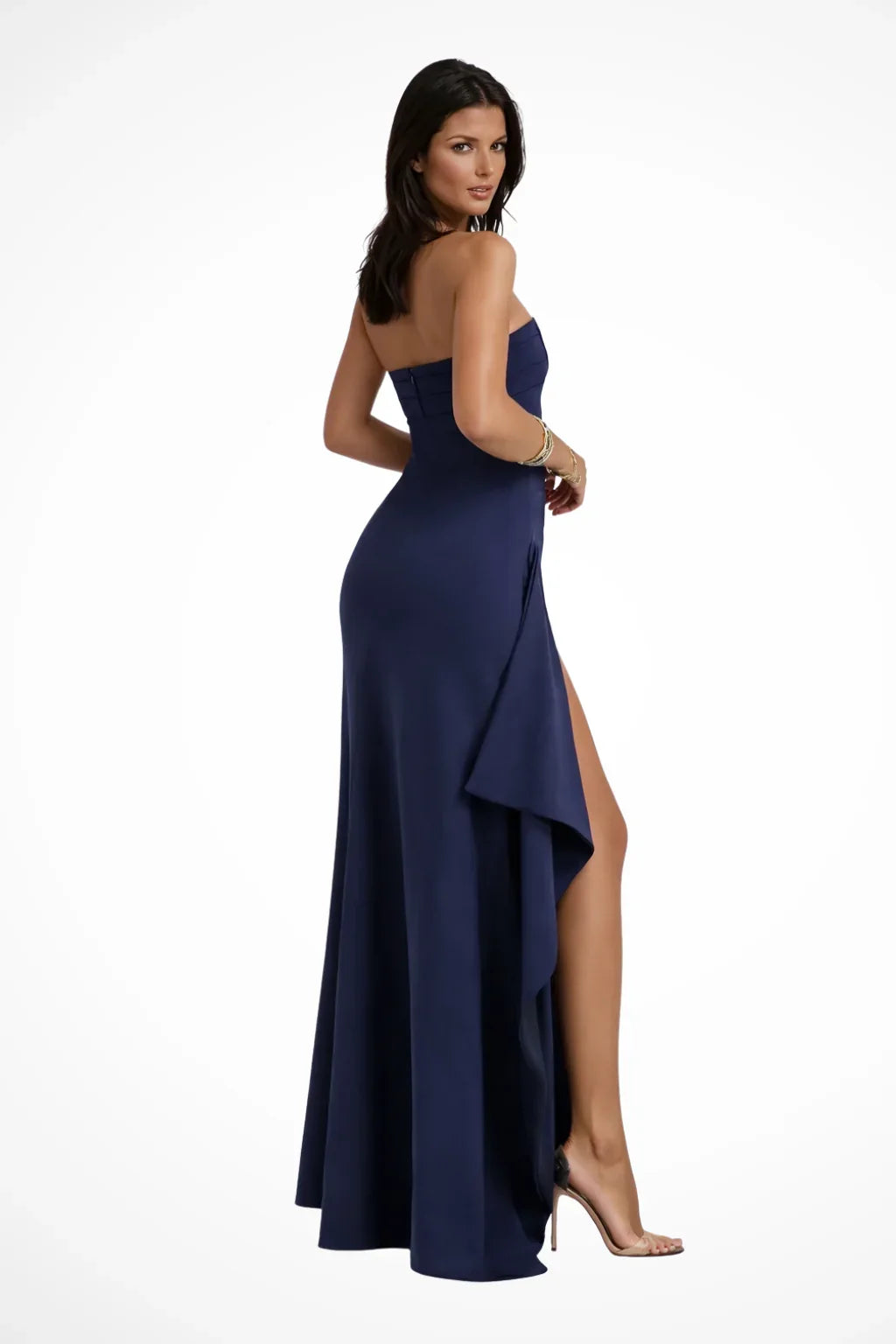 Ffion | Strapless Wedding Guest Maxi Dress with Side Slit