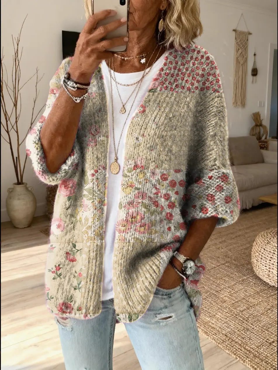 Fiammetta | Printed Knit Cardigan with Pockets for Women