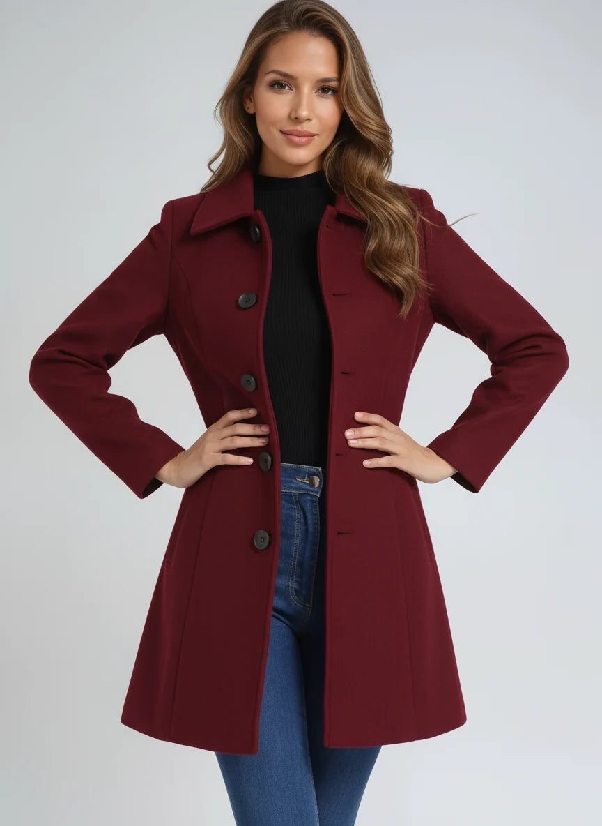Aino | Fit-and-Flare Trench Coat with Lapel Collar for Women