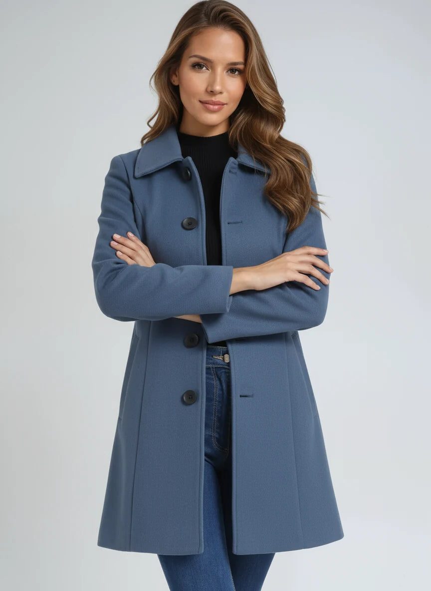 Aino | Fit-and-Flare Trench Coat with Lapel Collar for Women