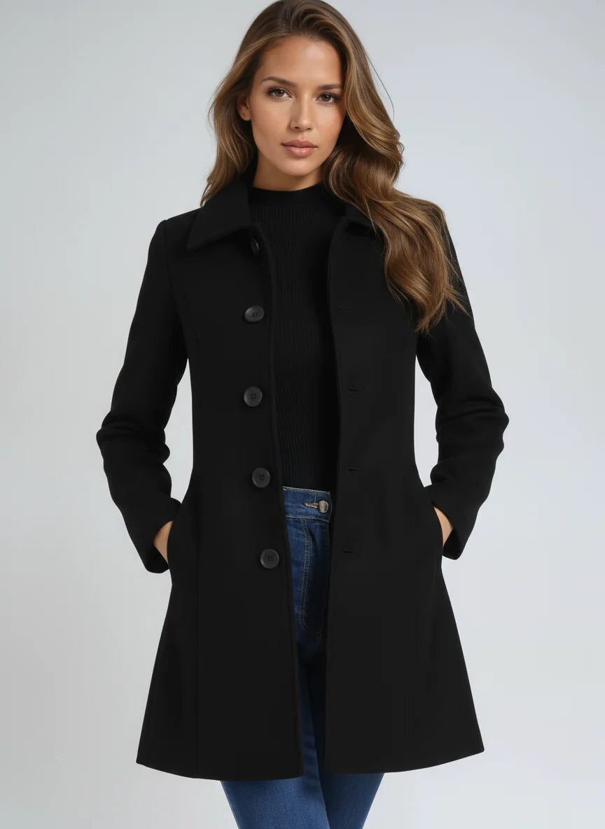 Aino | Fit-and-Flare Trench Coat with Lapel Collar for Women