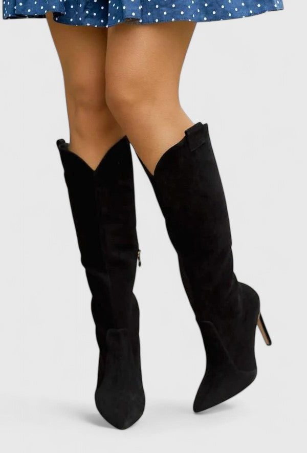 Fleurette | Knee High Boots with Pointed Toe and Zip for Women