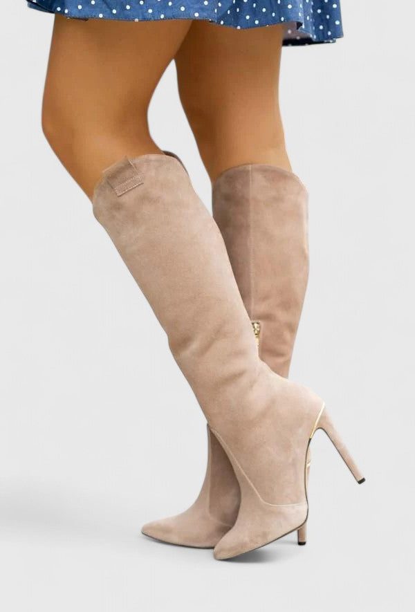 Fleurette | Knee High Boots with Pointed Toe and Zip for Women