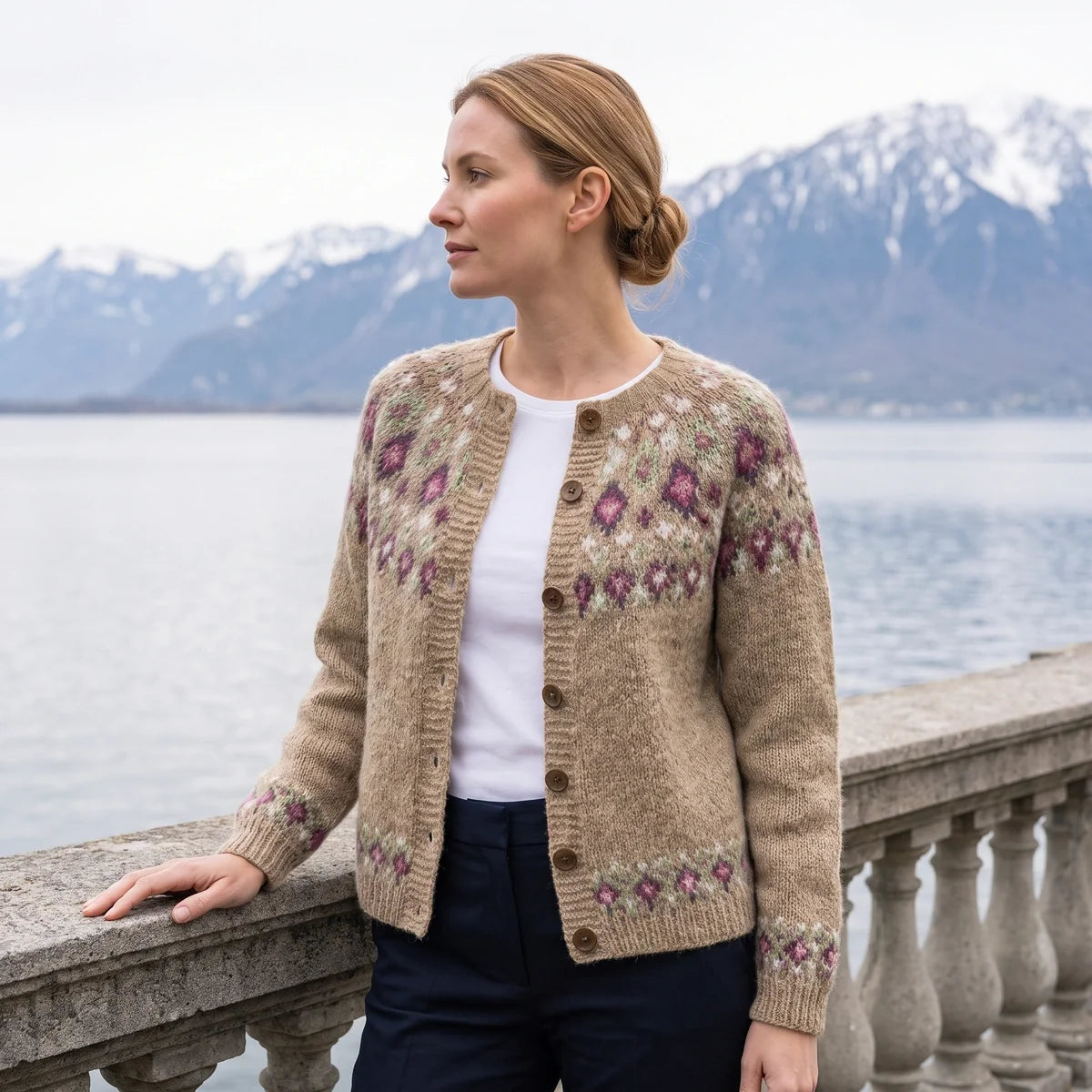 Flora Fair Isle Yoke Button Cardigan