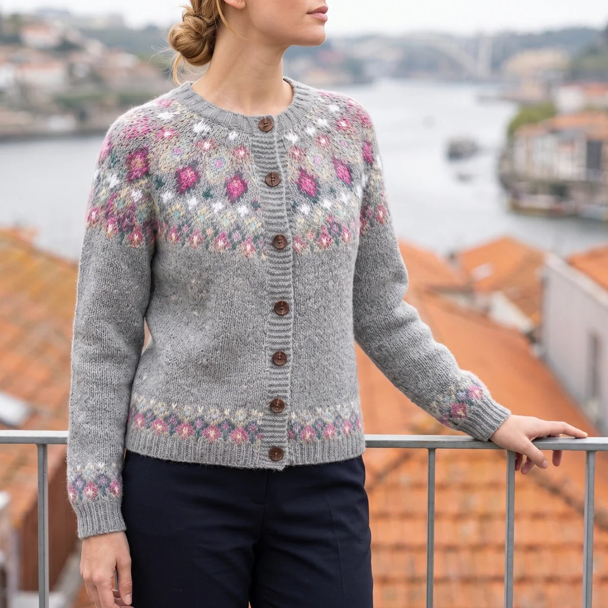 Flora Fair Isle Yoke Button Cardigan
