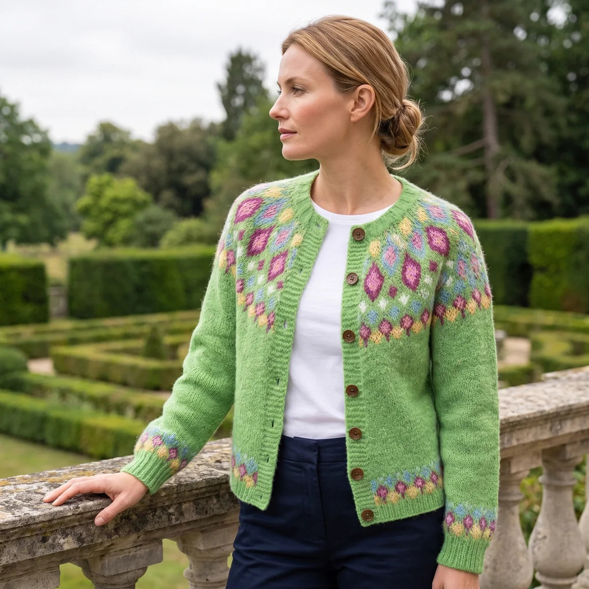 Flora Fair Isle Yoke Button Cardigan