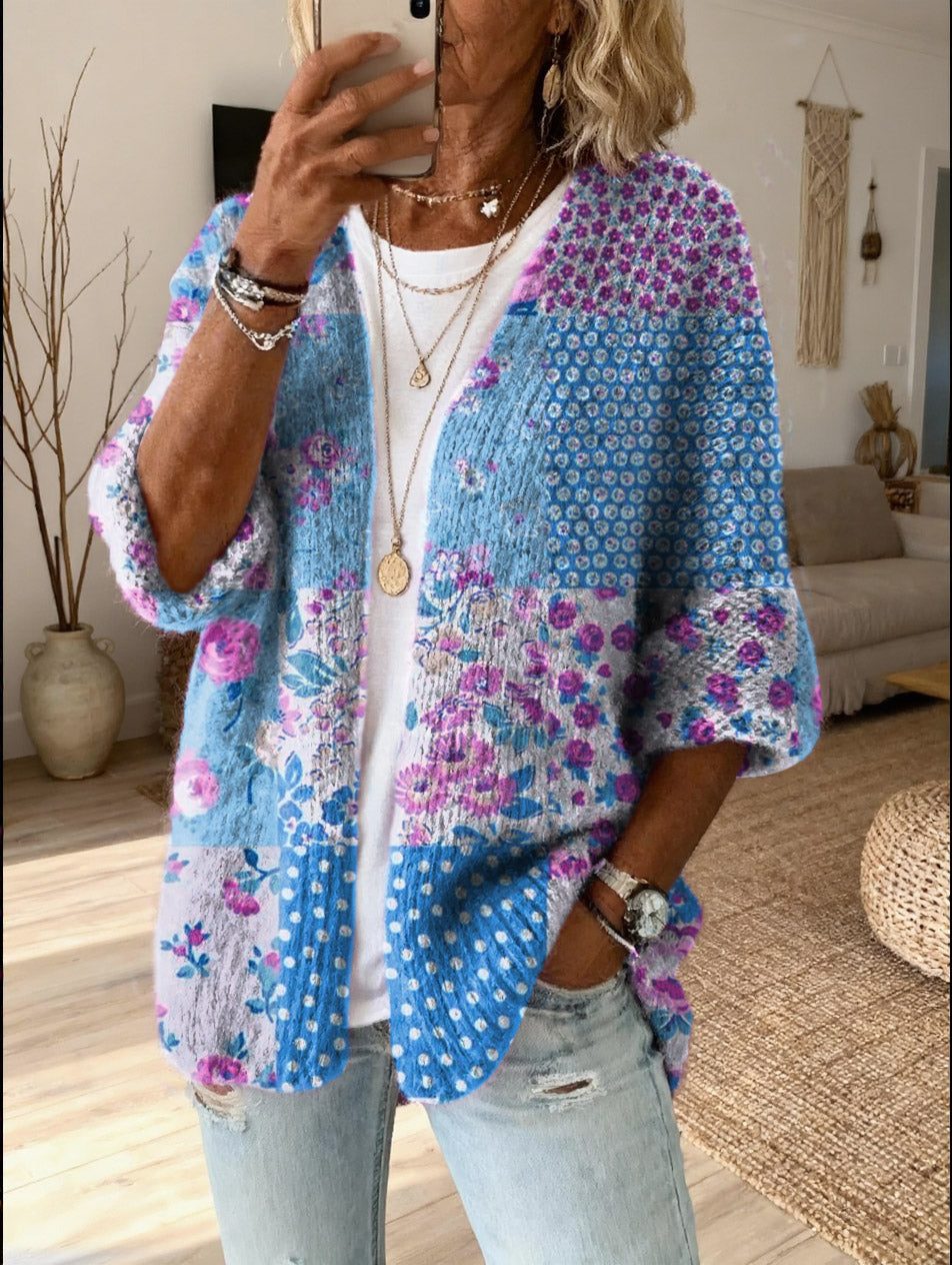Nadine | Floral Patchwork Open Front Cardigan for Women