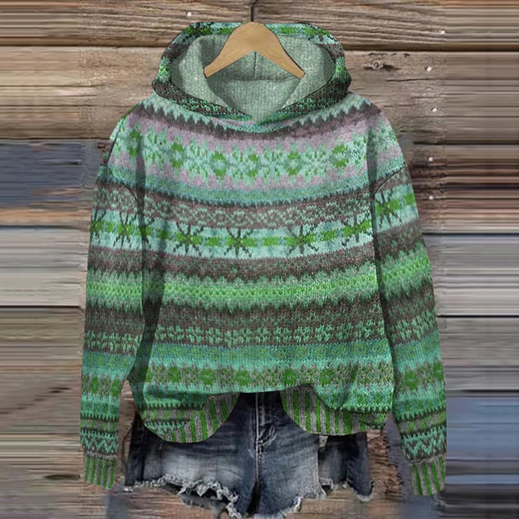Florence | Women's Ethnic Print Pullover Hoodie with Long Sleeves