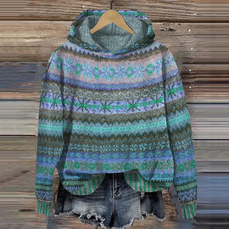 Florence | Women's Ethnic Print Pullover Hoodie with Long Sleeves