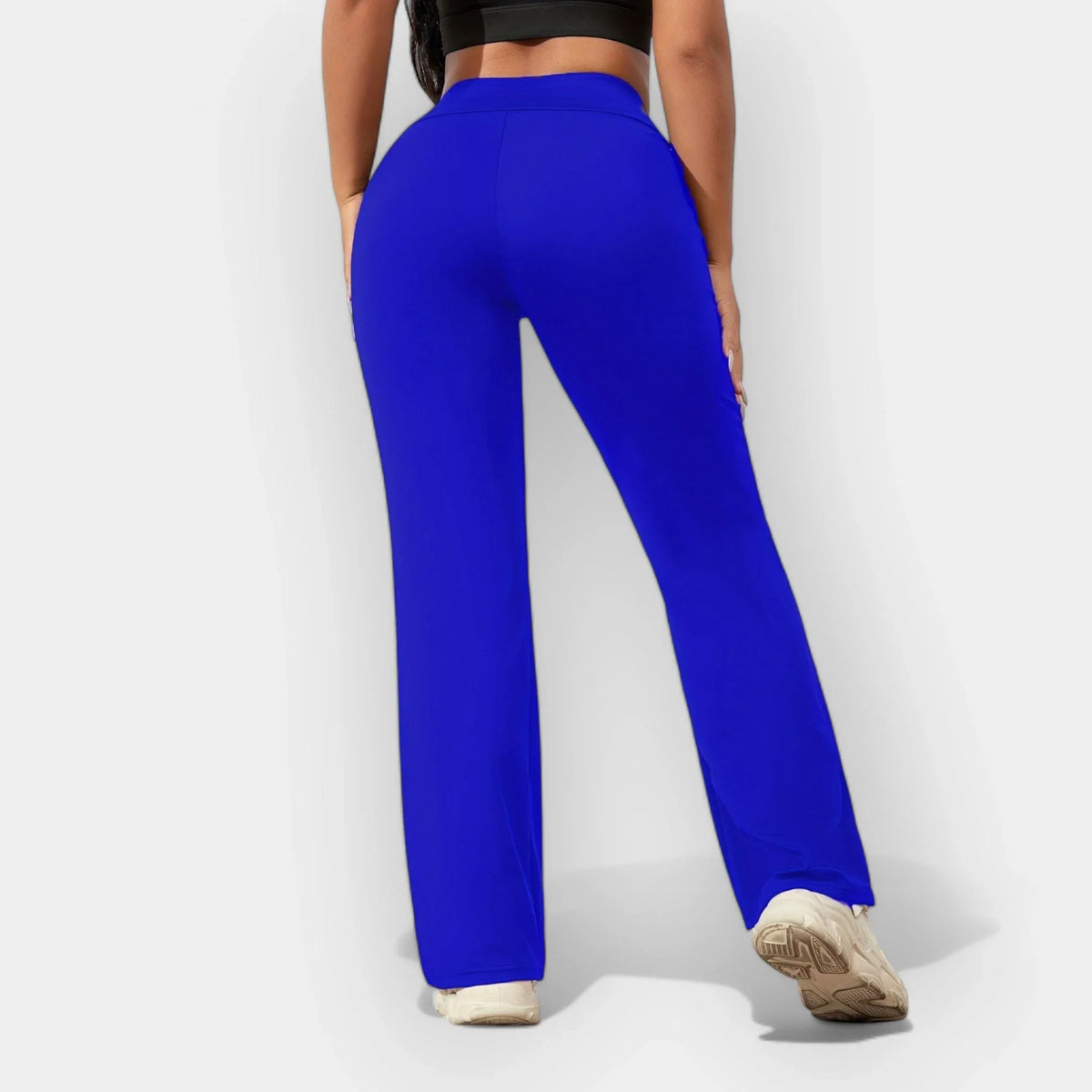 Florence | Women's Flare Wide Leg Pants with Elasticated Waist and Side Pockets