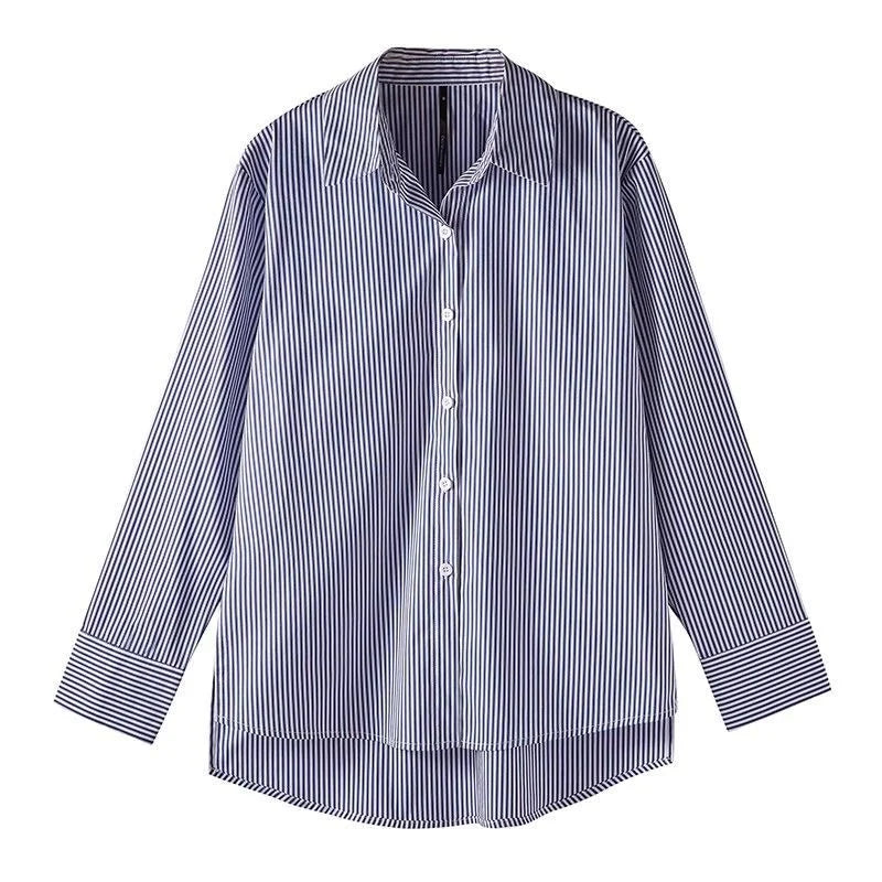 Florence | Women's Striped Button Up Shirt Blouse with Collar