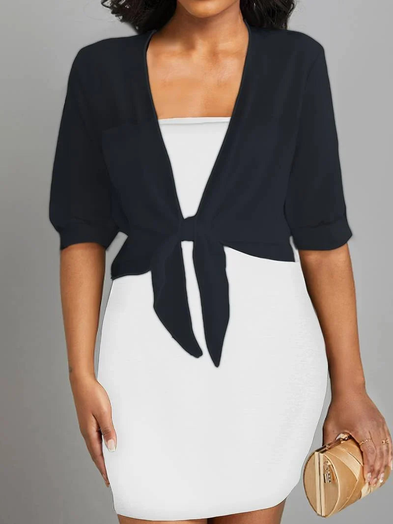 Florence | Women's Summer Sheer Chiffon Bolero Top with Tie Front and Cropped Hem