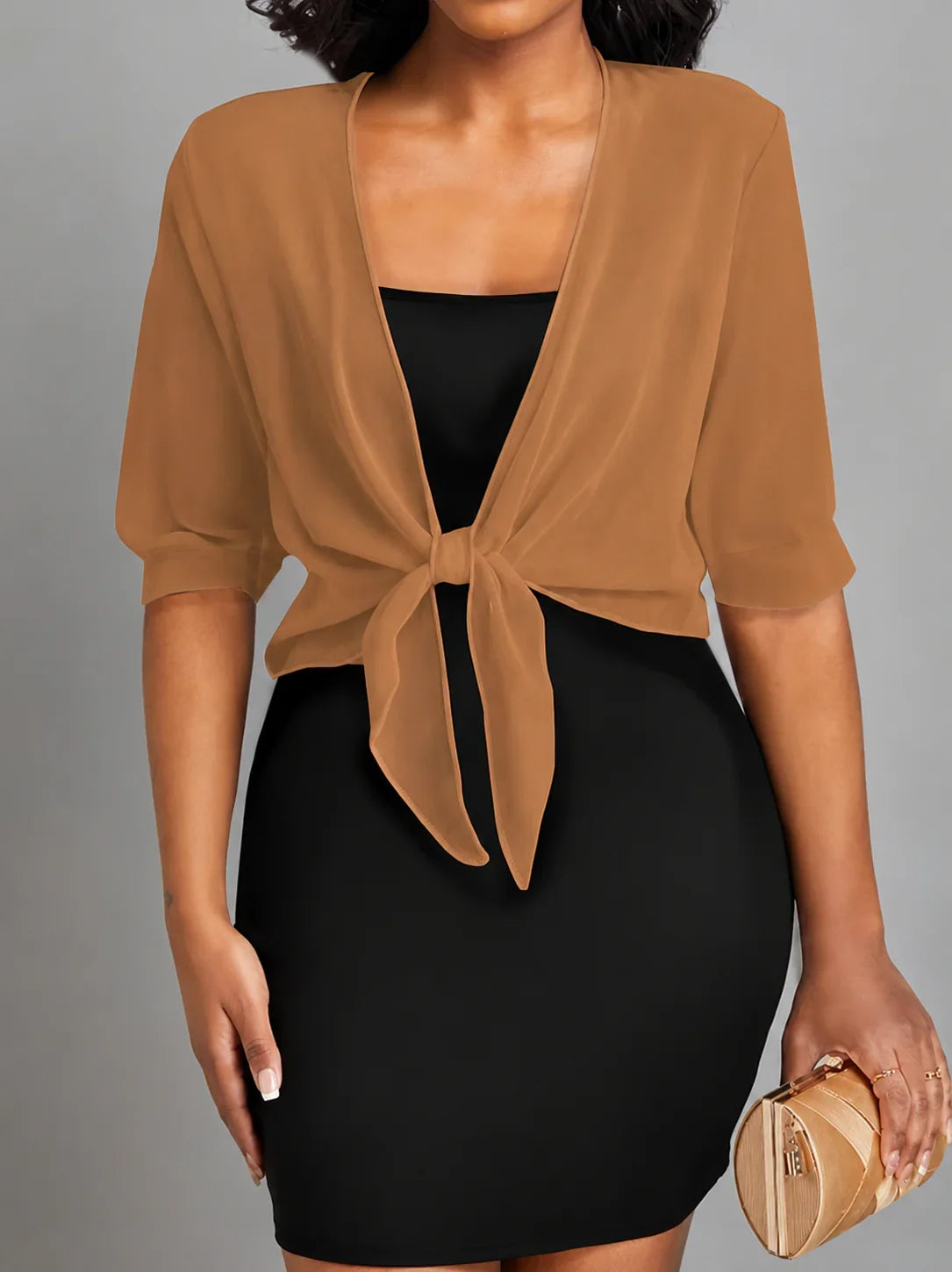 Florence | Women's Summer Sheer Chiffon Bolero Top with Tie Front and Cropped Hem