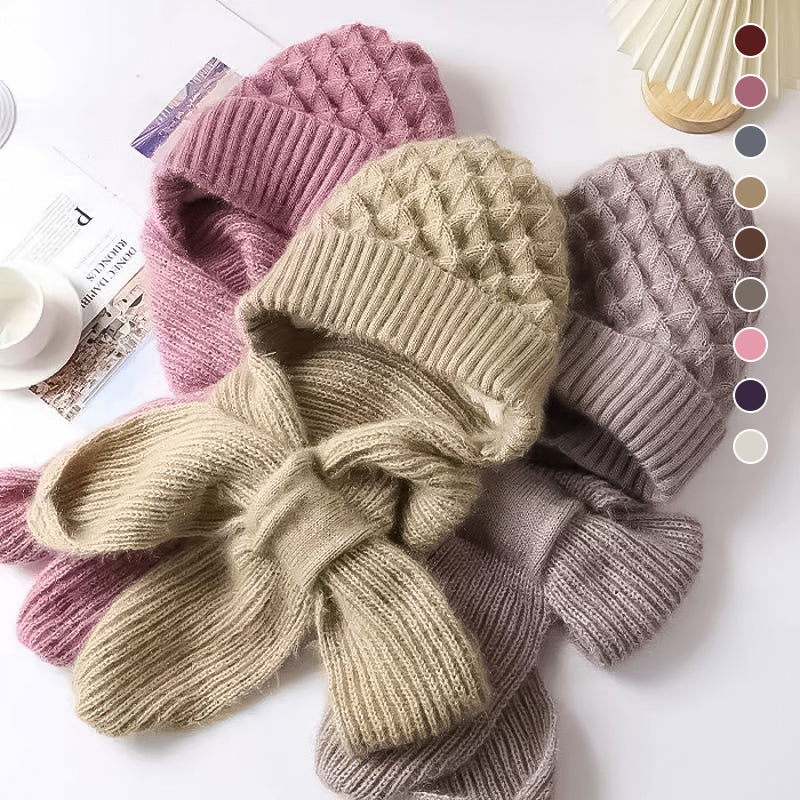 Women's Ribbed Knit Hat And Scarf Set, Ear Coverage