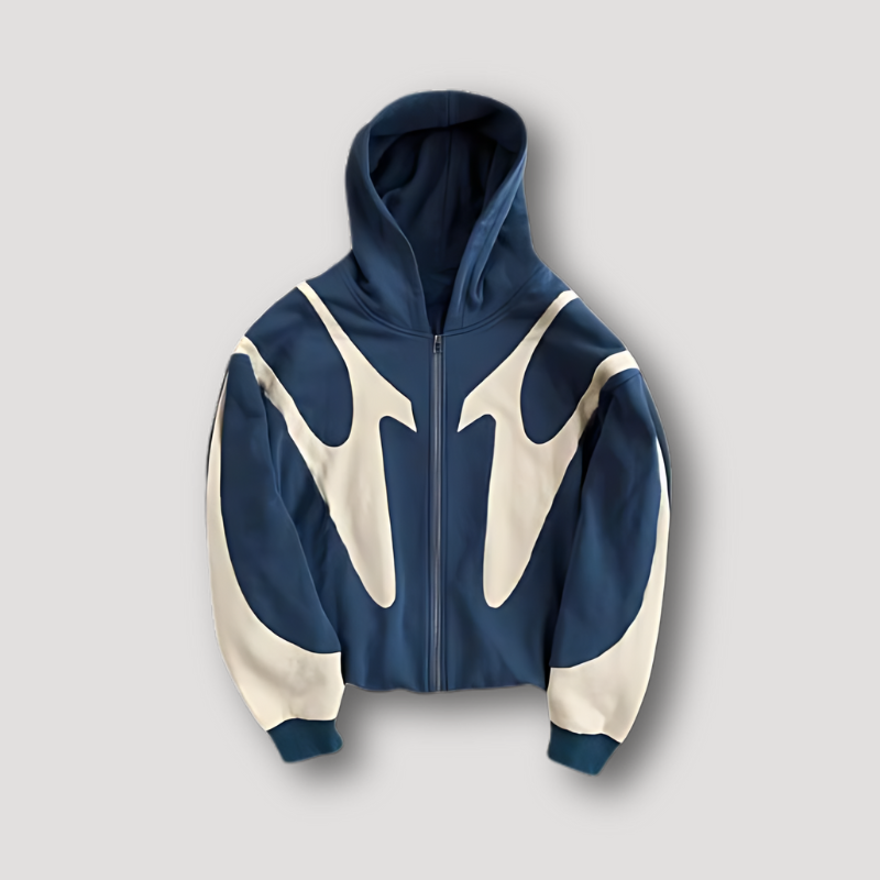 Peter | Mens Full Zip Hoodie with Flame Pattern | Bold Flame Graphic, Hood, Comfortable Fit | Blue, Black, Gray S-6XL