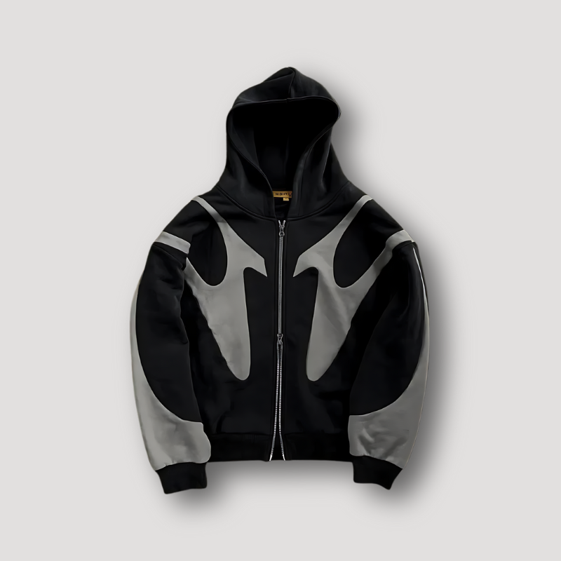 Peter | Mens Full Zip Hoodie with Flame Pattern | Bold Flame Graphic, Hood, Comfortable Fit | Blue, Black, Gray S-6XL
