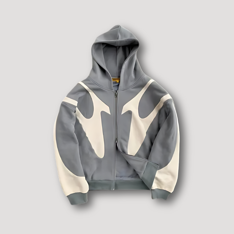 Peter | Mens Full Zip Hoodie with Flame Pattern | Bold Flame Graphic, Hood, Comfortable Fit | Blue, Black, Gray S-6XL