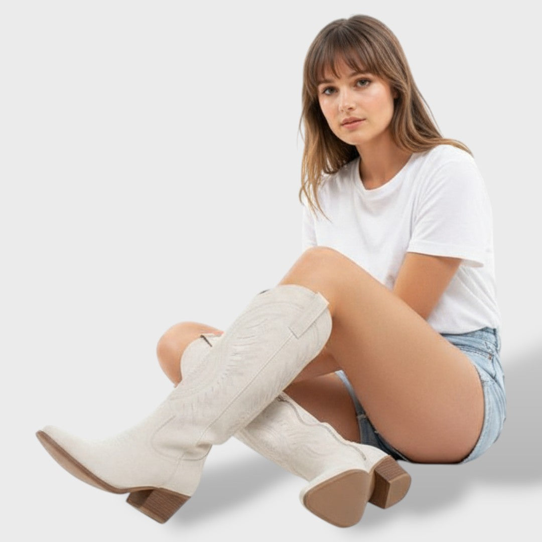 Women's Embroidered Suede-Effect Cowboy Boots