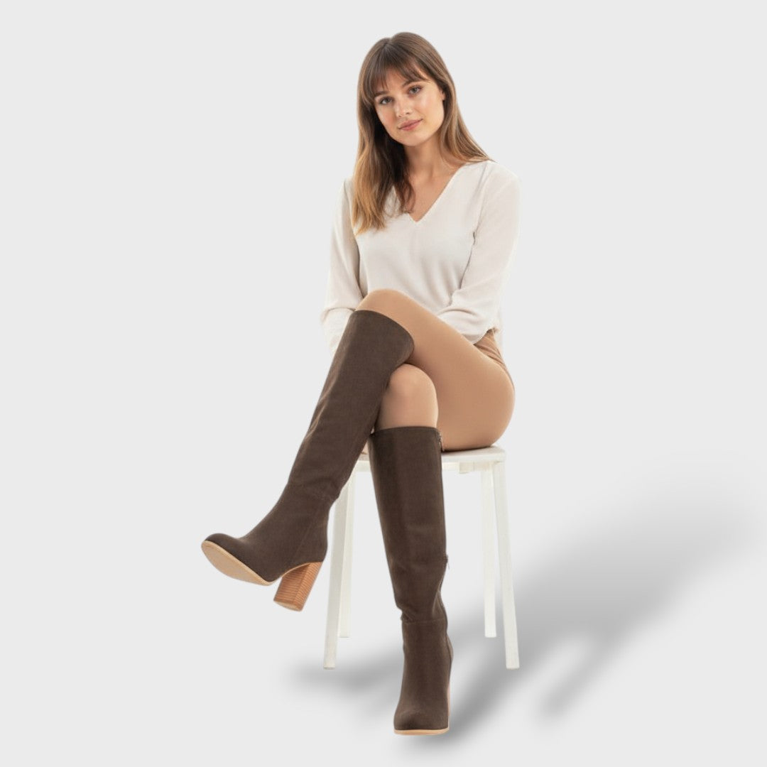 Women's High-Heel Suede-Effect Cowboy Boots
