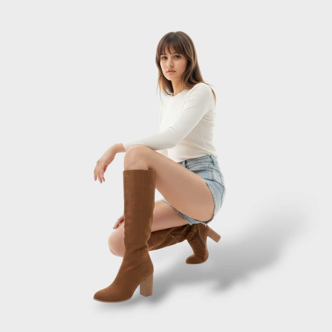 Women's High-Heel Suede-Effect Cowboy Boots
