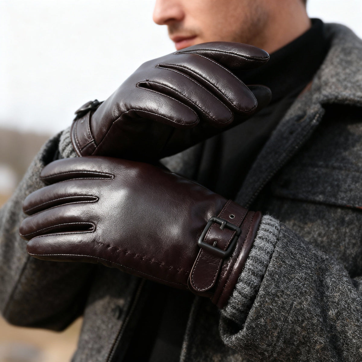 Mustang | Men's Leather Sheepskin Buckle Gloves