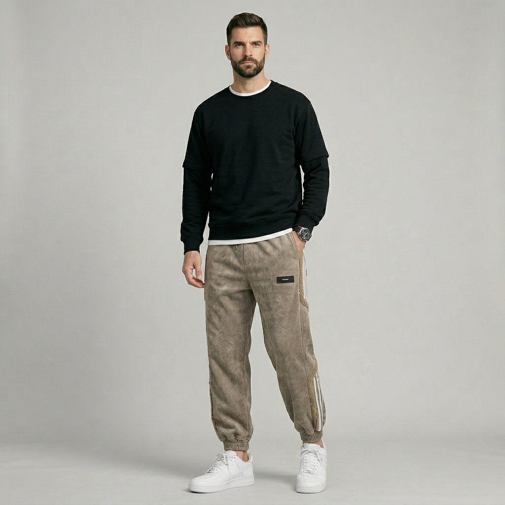 Men's Striped Jogger Pants, Drawstring Waist, Cuffed Ankles