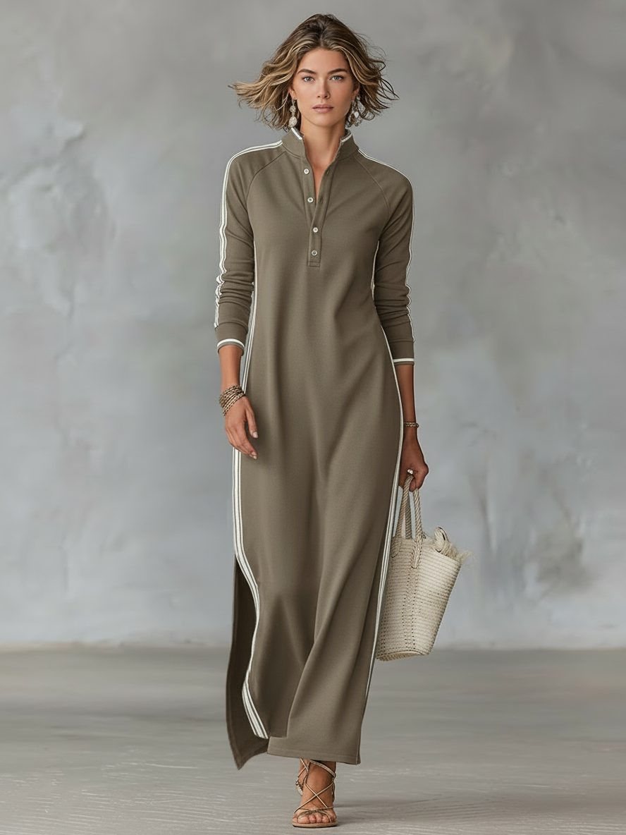 Freida | Maxi Sweater Dress with Collar and Button-Down Front for Women