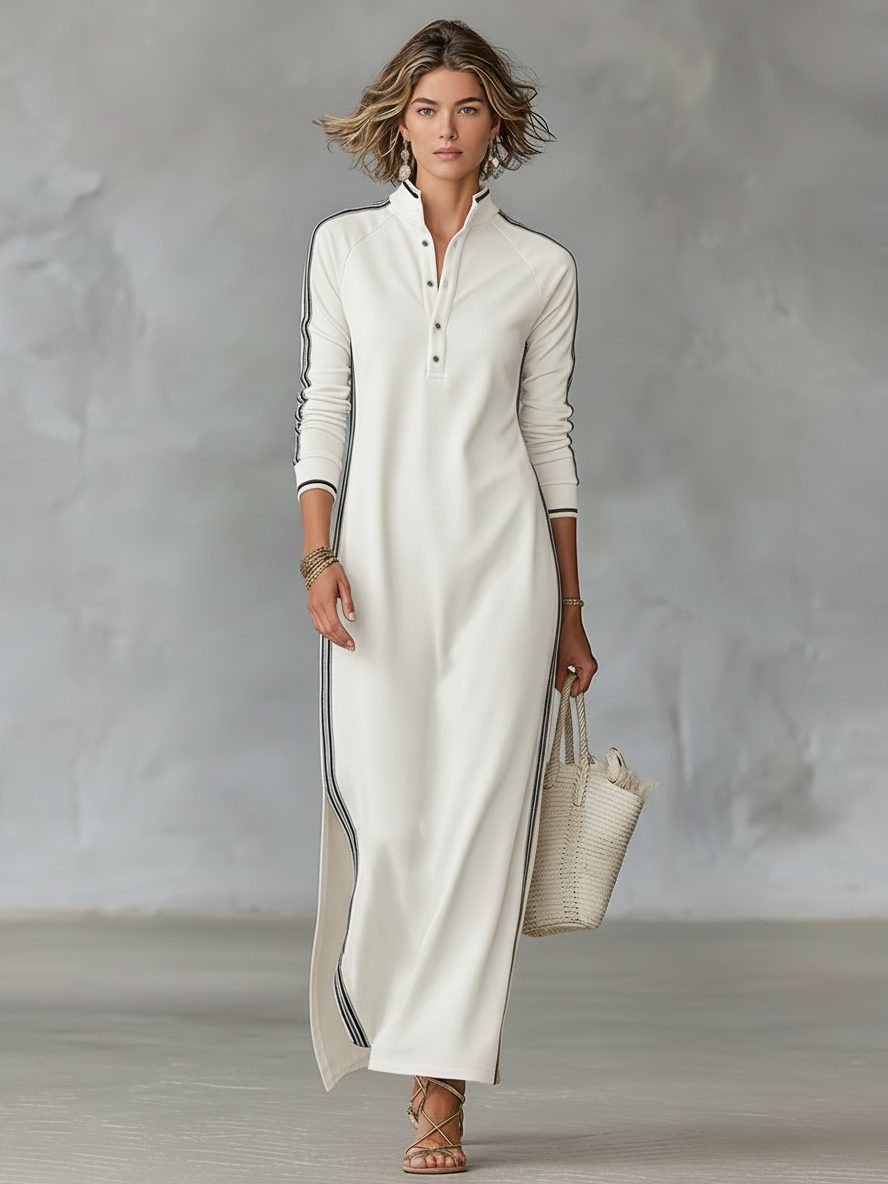 Freida | Maxi Sweater Dress with Collar and Button-Down Front for Women