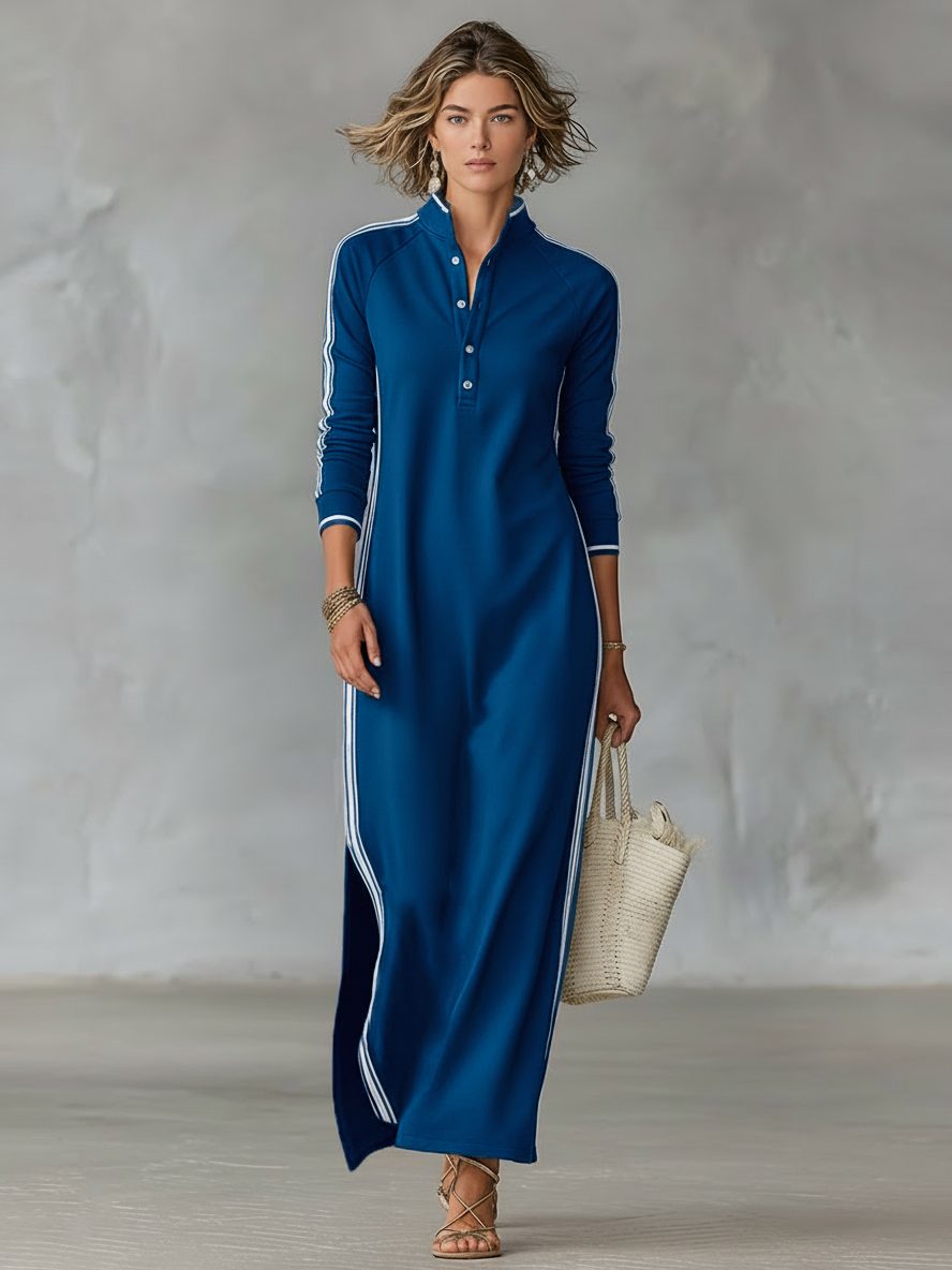 Freida | Maxi Sweater Dress with Collar and Button-Down Front for Women