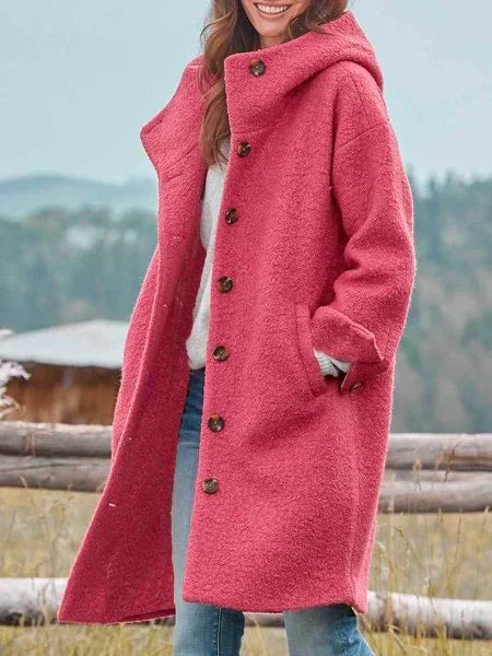 Freya | Women's Hooded Coat with Button Closure