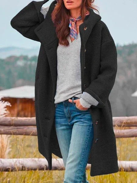 Freya | Women's Hooded Coat with Button Closure
