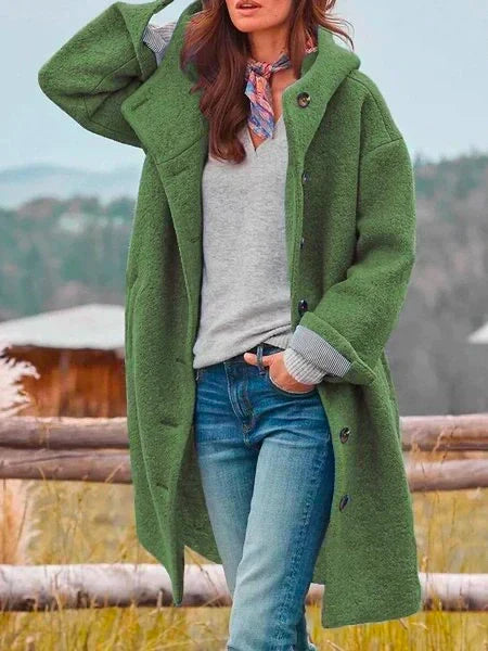 Freya | Women's Hooded Coat with Button Closure