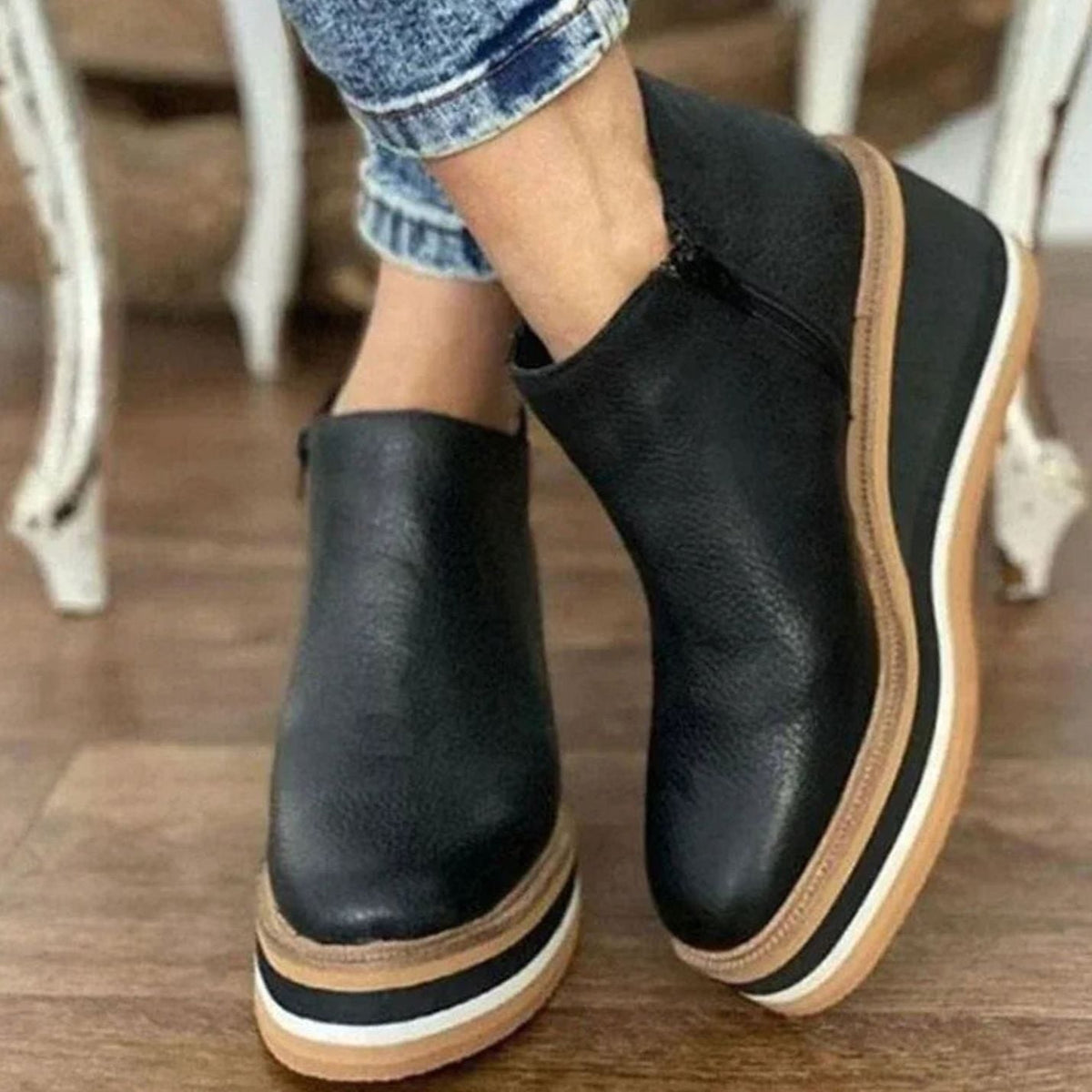 Freya | Women's Platform Wedge Slip-On Chelsea Boots