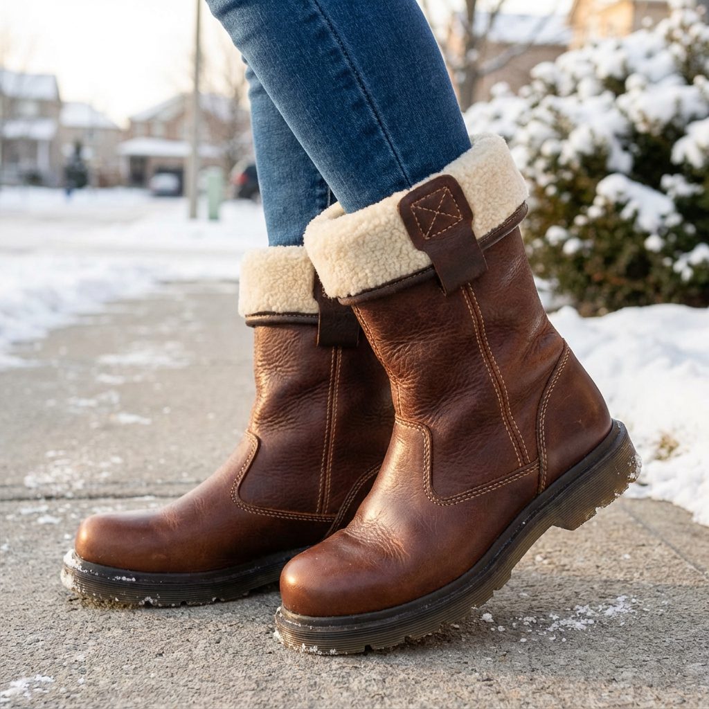 Romaine | Fur-Lined Ankle Boots with Sherpa Collar for Women