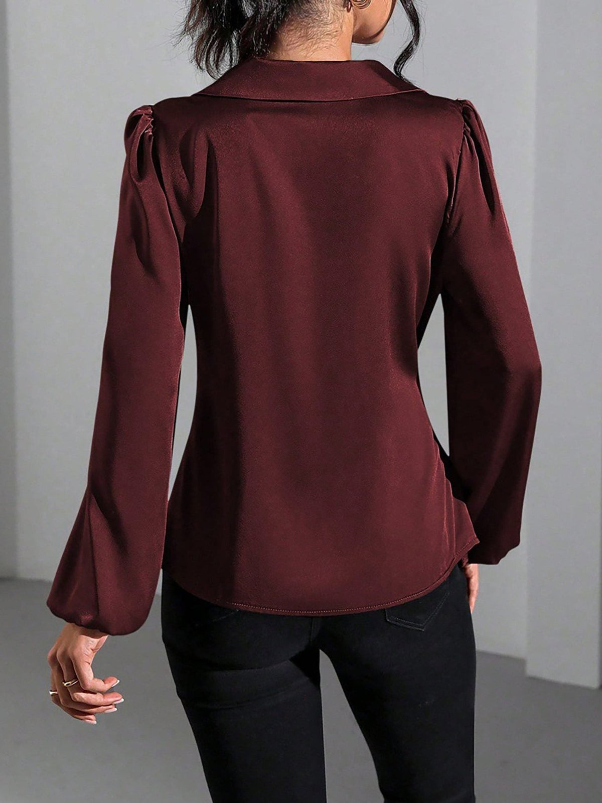 Gaia | Satin Wrap Blouse with Long Sleeves for Women