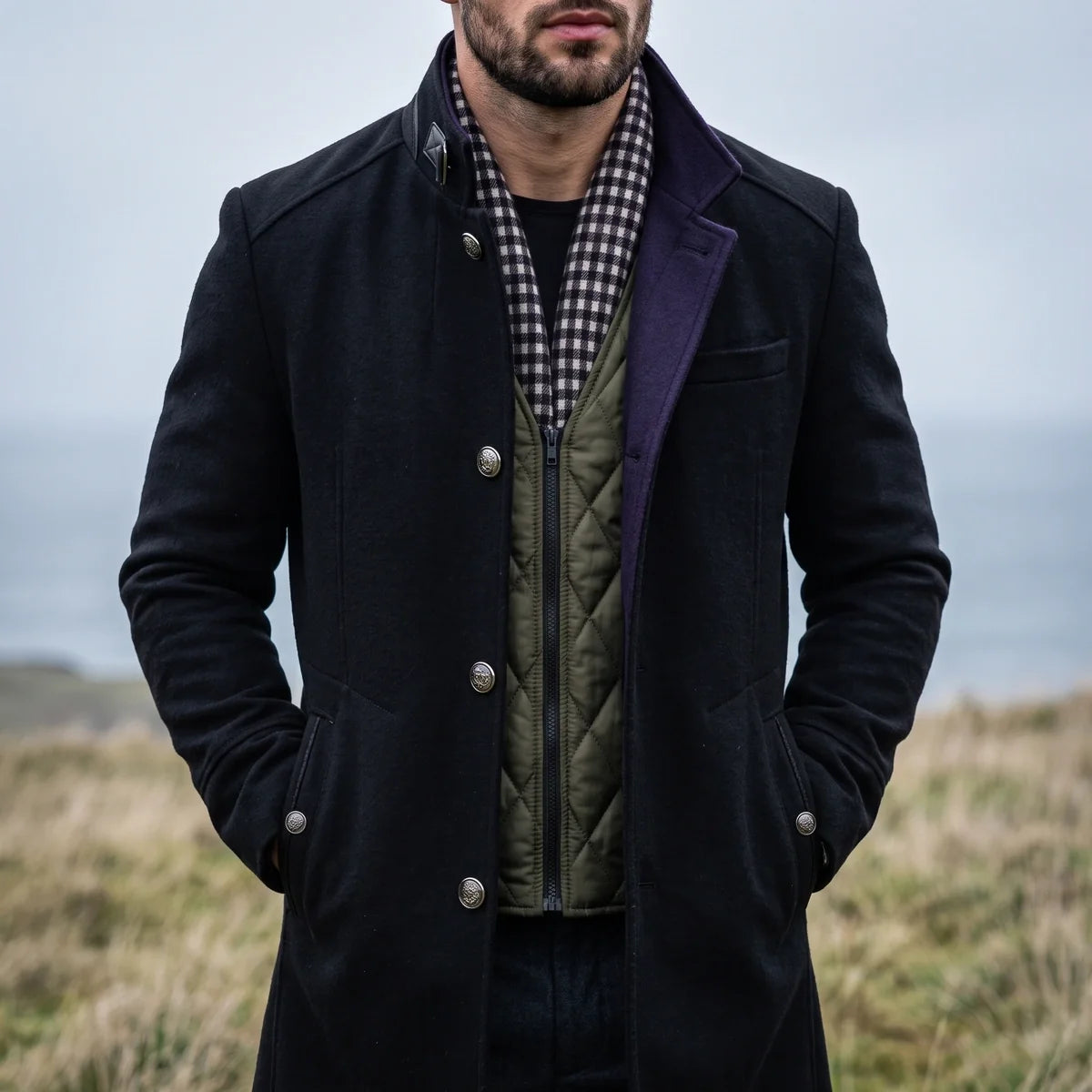 Garrick Stand Collar Wool Coat