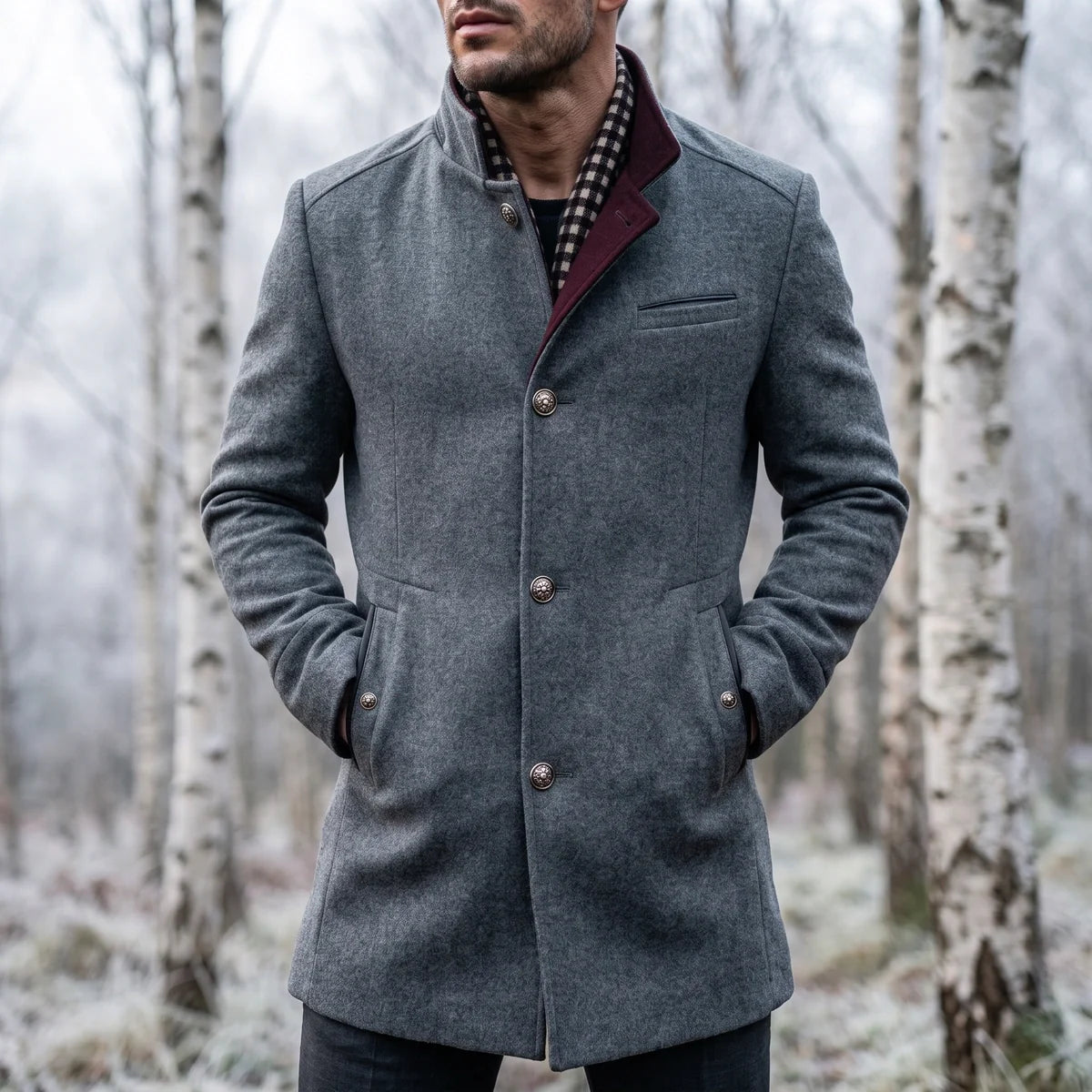 Garrick Stand Collar Wool Coat