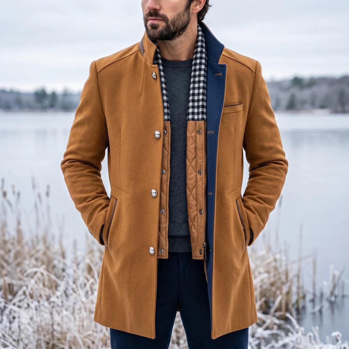 Garrick Stand Collar Wool Coat