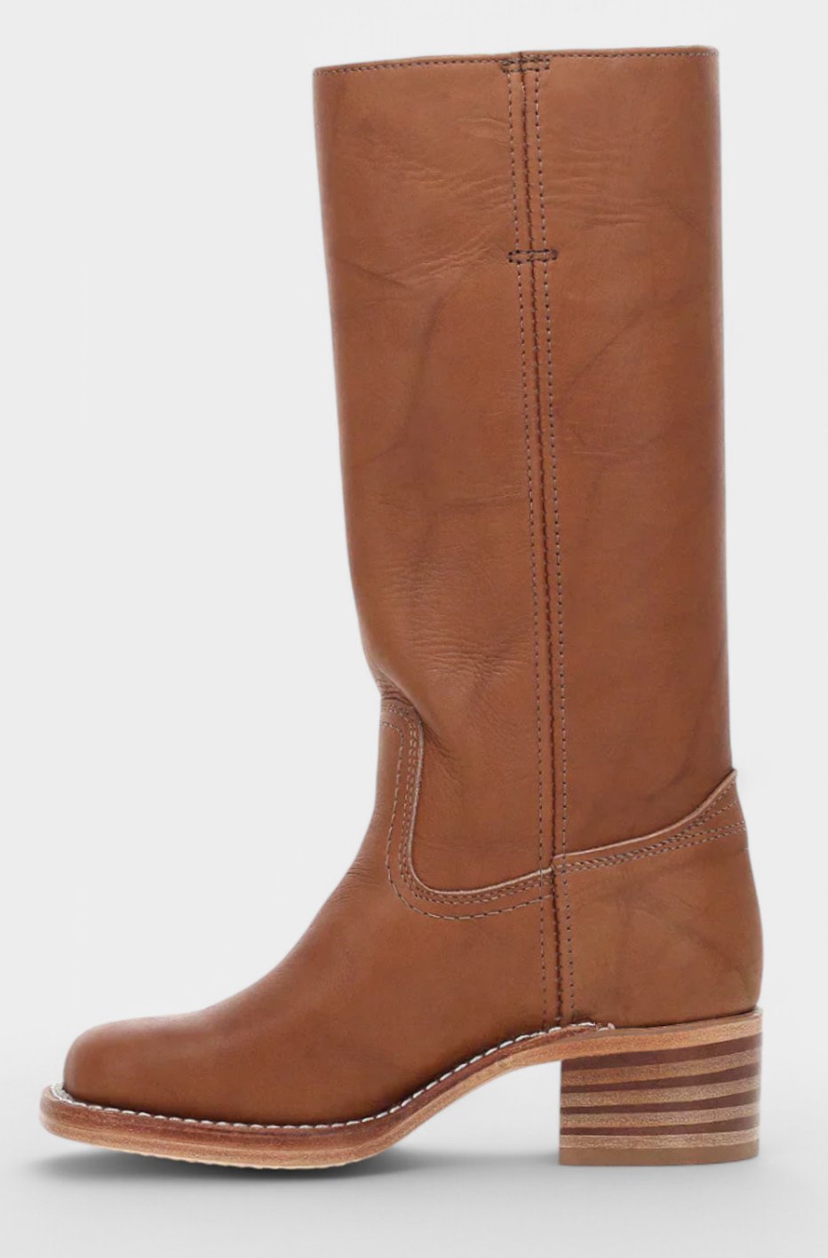 Geraldine | Women's Leather Look Stacked-Heel Knee-High Boots
