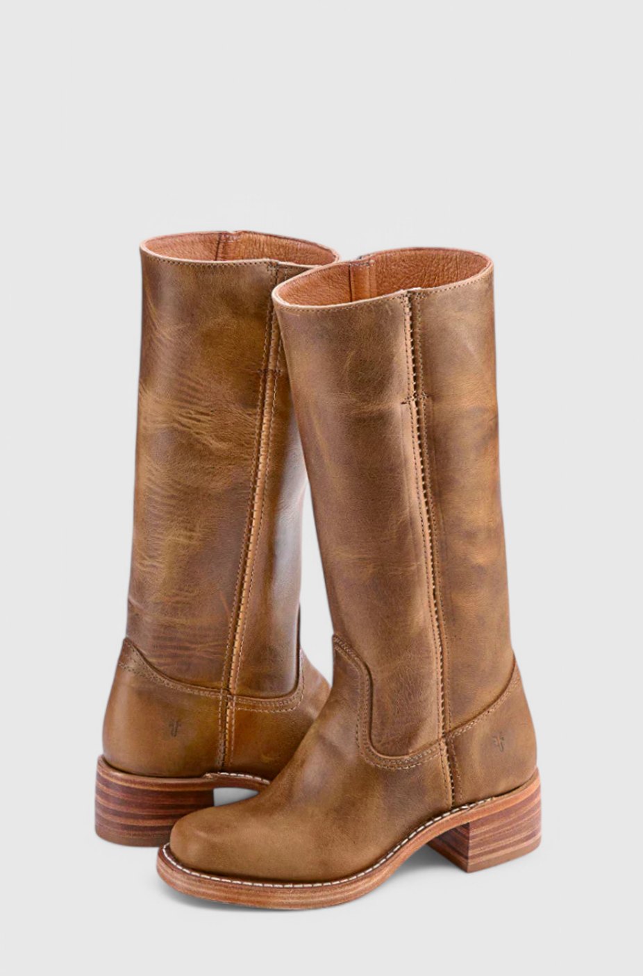Geraldine | Women's Leather Look Stacked-Heel Knee-High Boots