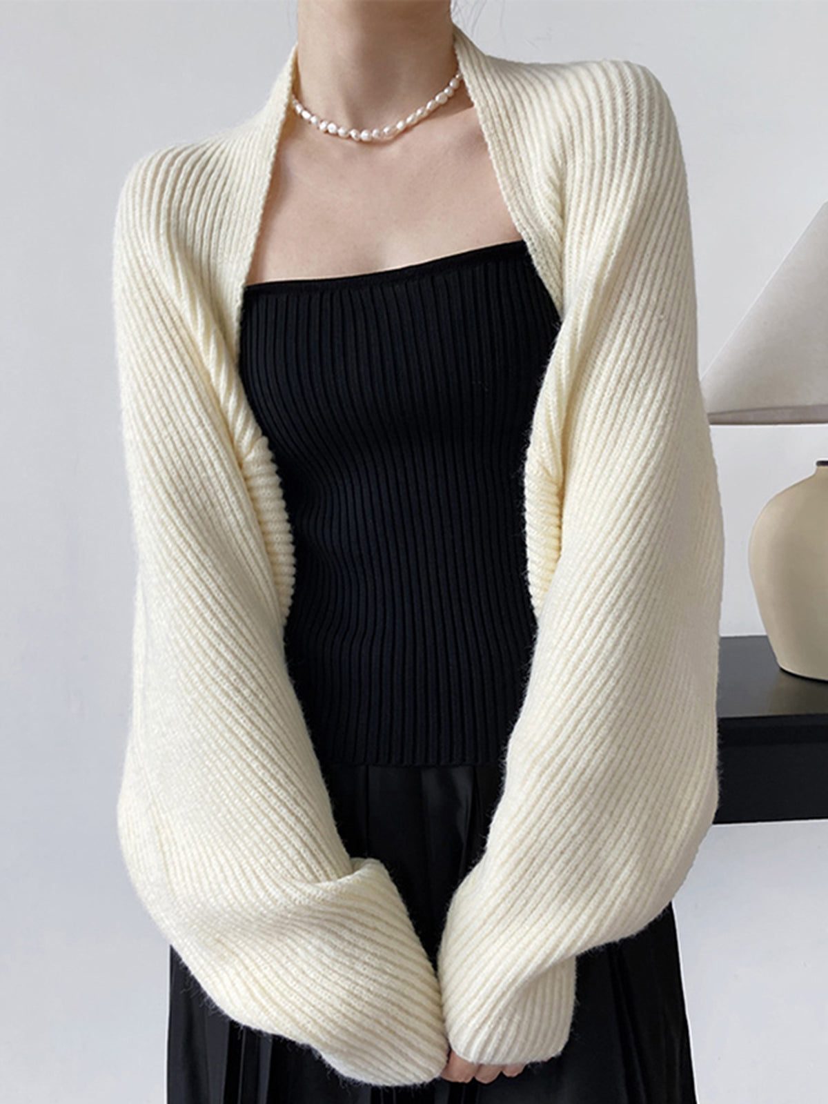 Giovanna | Ribbed Knit Cardigan with Long Sleeves for Women