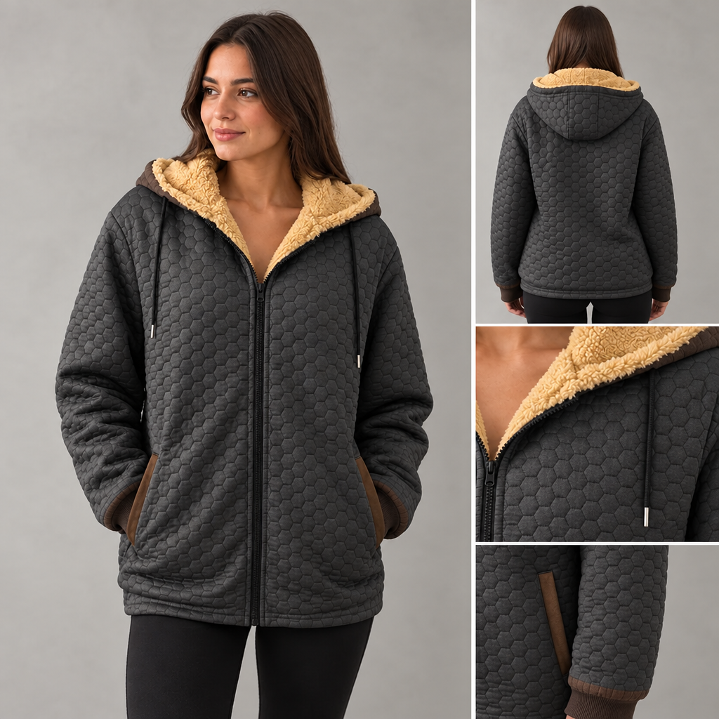 Giselle - Women's Honeycomb Pattern Quilted Hooded Jacket