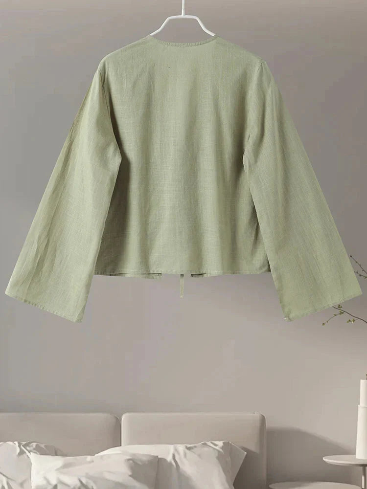 Gladys | Women's Tie Front Blouse with Long Sleeves